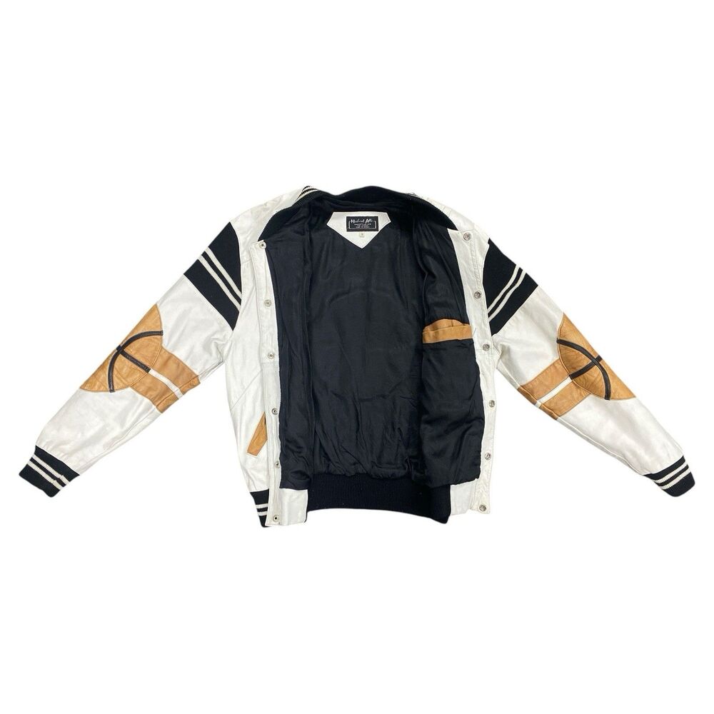 Vintage Michael Alle Manufacturers Leather Basketball Jacket Men's Sz Med. *READ - Picture 6 of 13